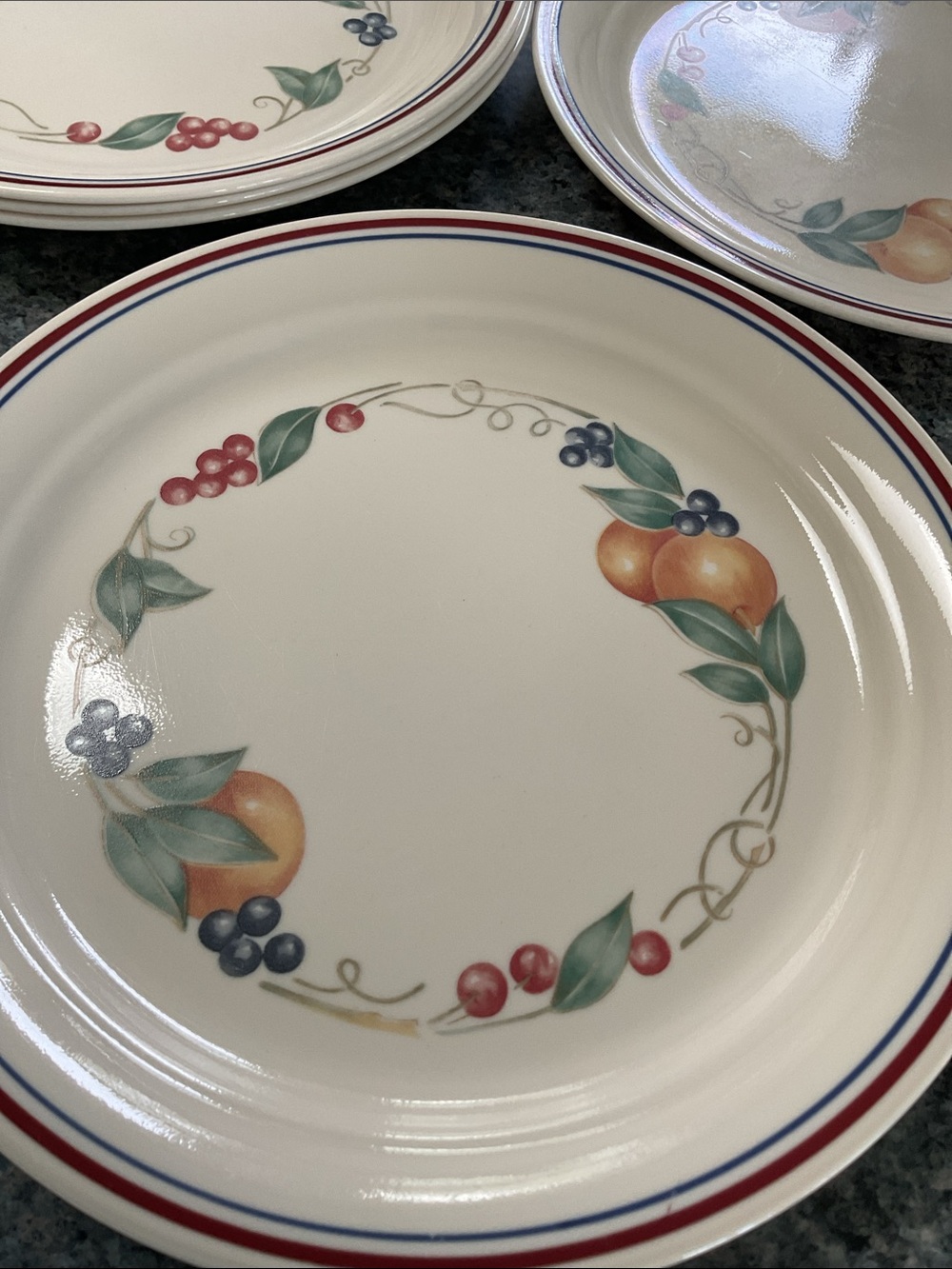 Corelle 5 Abundance dessert plates. Late 1980/90s🍑🍒